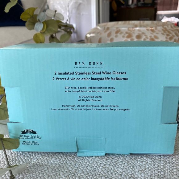 Rae Dunn 2 insulated Stainless Steel Wine Glasses - Picture 2 of 3